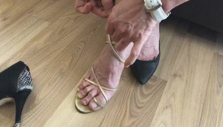 Golden Strappy Heels