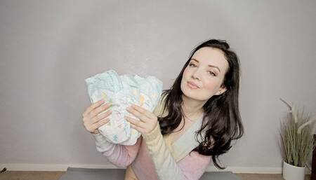 Triple open Pampers wetting diaper peeing