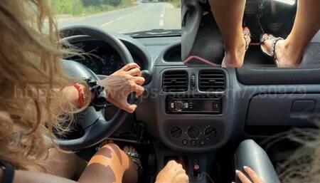 Lou's Mother take the wheel with black sandals - PIP