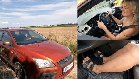 Anastasia trying to get stuck on the country road and gets horny