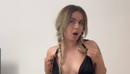 Hot blonde with big TITS and ASS stripping and FARTING