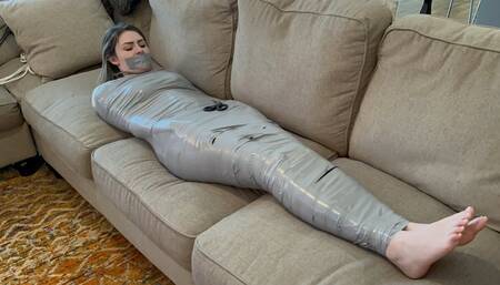 Mummify Me HD-London Evans asks you to mummify her with gray duct tape with BTS