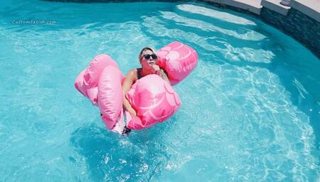 Madi B's Inflatable Sabotaged By Harley in the Pool 4K (3840x2160)