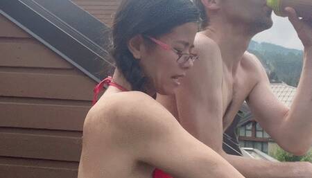 Couple fun on the roof