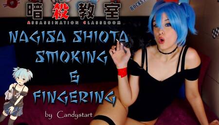 Cosplaying girl Nagisa Smoking and fingering