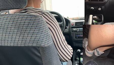 Sexy secretary s big tits bounce a lot when she drives back home