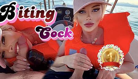 Biting my submissive boyfriend on a boat