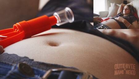 First Time innie to outie bellybutton suction play