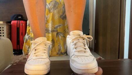 Monica’s white Nike Air F one shoejob on Cockbox