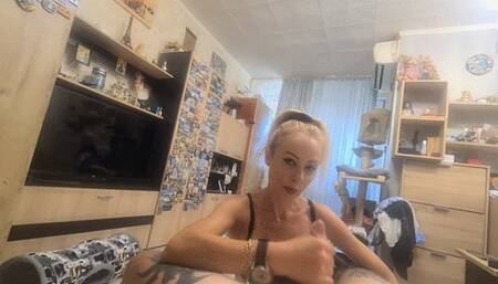 wrist watch fetish, pov oil handjob, cum on tits