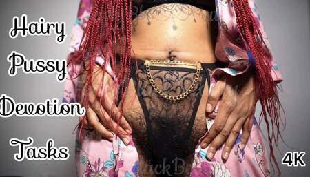 Hairy Pussy Devotion Tasks - Hairy Ebony Goddess Tease 4K