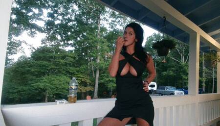 smoking milf outdoors
