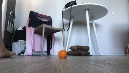 Crush yellow tomato barefeet!