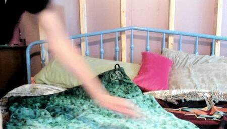 MILF after work strips and masturbates with a glass toy