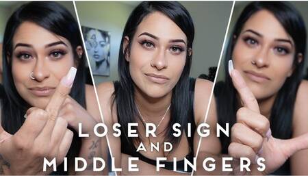 Loser Sign And Middle Fingers