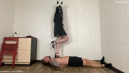 I'm testing My new heels on My pathetic slave