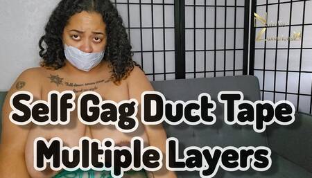 Self Gagged With Duct Tape Multiple Layers 1080