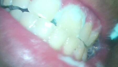 Teenie in Giantess Huge Mouth as she Brushes her Huge Teeth POV 1080