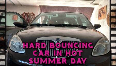 new car bouncing video editing on a hot summer day