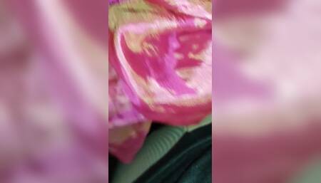 42 Handjob with Pink Shaded Satin Silky Suit of Neighbour Bhabhi