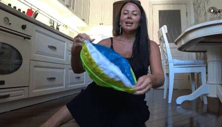 I inflated a beach ball a few times and popped it with my heel b