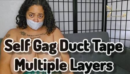 Self Gagged With Duct Tape Multiple Layers 4k