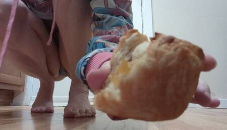 Verbal Humiliation and Feet Smashing Pastry Flat with Feet