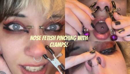 GOTH GIRL Glitterqueen1999 stretches her button nose with nipple clamps