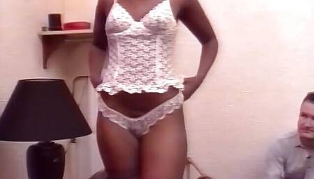 French Ebony Gets Banged by Two White Pecker's