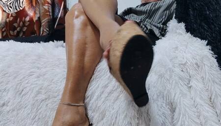 Cross-legged and platform heels dangling from beautiful feet (1)