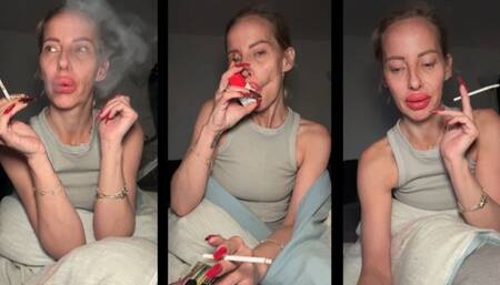 My first cigs in the morning using my asthma inhaler and talking a lot with my raspy voice