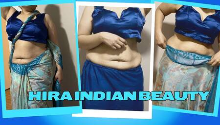 Hot Indian Stepmom Changing Saree in Bedroom - Sleeveless Blouse - Juicy Navel