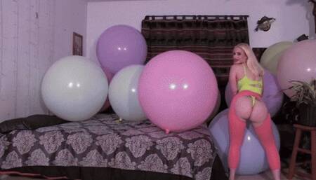 Galas Macaron 36 Balloons Mass Pop - HD mp4