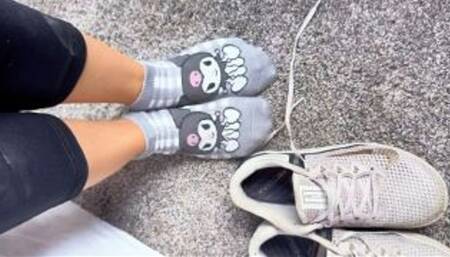 Hot Shoe Removal with Girly Socks and Sweaty Feet