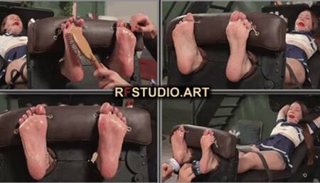 Lada in Stocks with a BallGag - Tickling and Bastinado on Her Bare Feet (UHD 4K MP4)