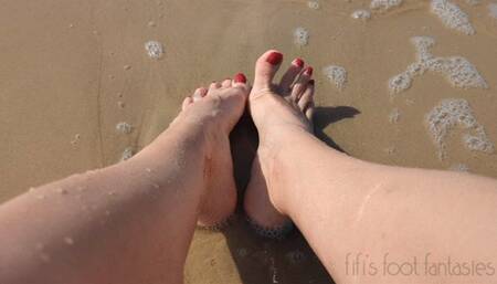 Fifi playing in the sand and waves with her gorgeous feet replay