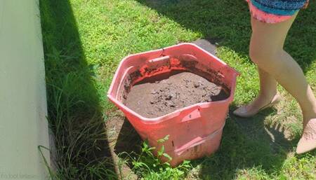 Fifi loses her patent nude heels in a container of sticky deep mud again replay