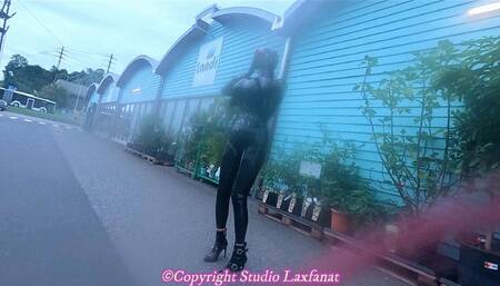 Latex Girl with Z-Cup Monster Breasts Masturbates with Huge Dildo, Sucks Dick, and Exposes Labia Rings in Public Near Busy Road - Part 2