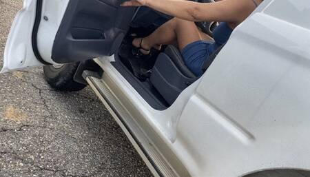 Walking in very high heels to end up pumping pedals with them (2)