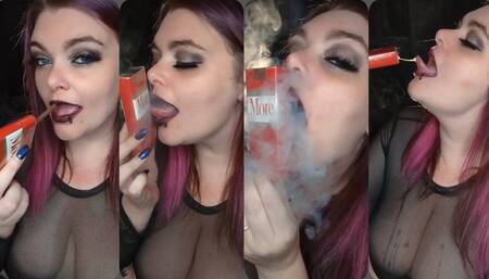 Smoking and sucking on pack of Mores