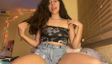 denim shorts on display