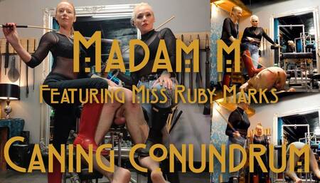 Caning Conundrum, Double Domme, extremely savage classic caning includes BTS footage