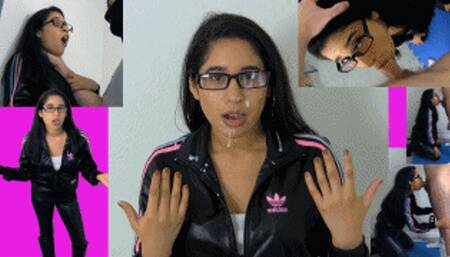 Adidas bitch eRica gets throat fucked & get blasted in the face with cum for being a total bitch