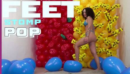 Beatriz's Mesmerizing Balloon Stomp Session - 4K