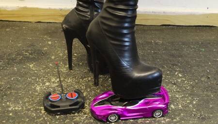 Car Crush in Black Knee High Boots