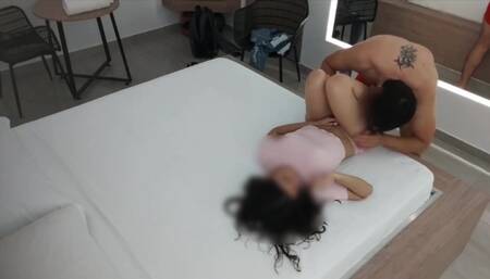 This cheating slut doesn't mind cheating on her boyfriend and moans like a crazy bitch!