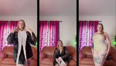 try on white bodystockings 4k