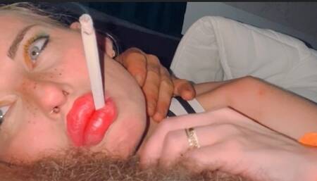 Chain smoking VS 120 menthol laying on my bf chest