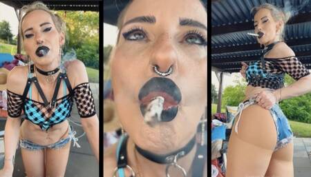 Smoking a Marlboro 100 for my bf black lips