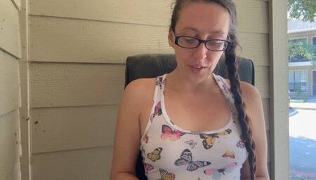 Sexy Goddess D Smoking in White Tank with no Bra - LOTS OF SNAP INHALES!